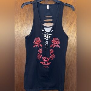 Demi Loon 2X Black Stretch Tank … slashed cut front and back NWOT